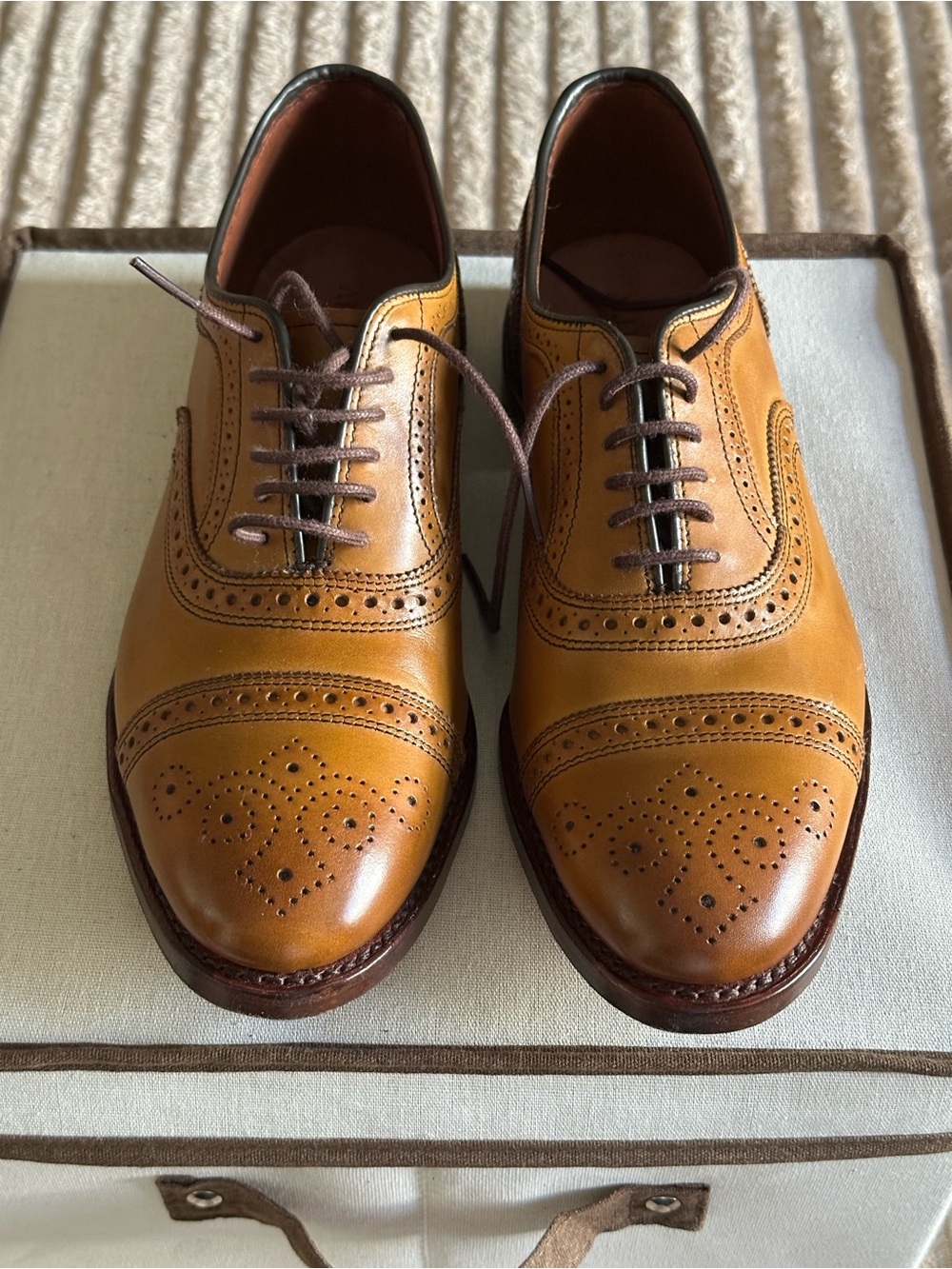 Allen Edmonds Strand Walnut Leather Cap Toe Dress Shoes Oxford US Size 8.5 D NIB